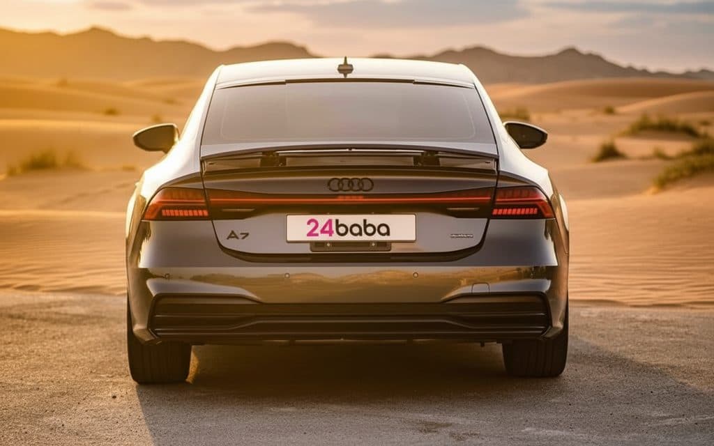 Audi A7 2021 Black rear view showing taillights