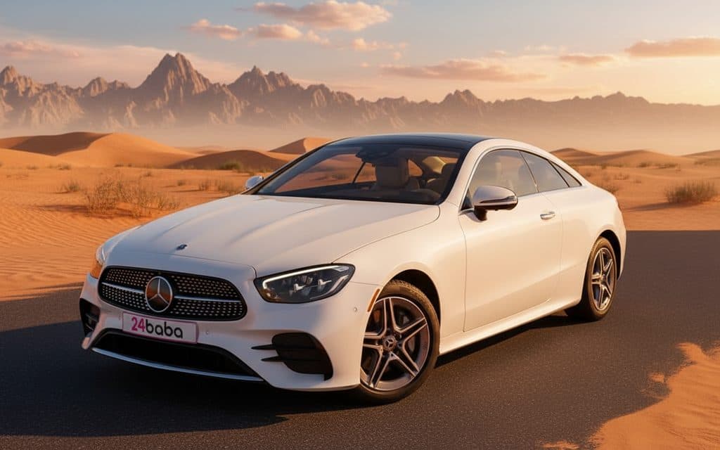 Mercedes E450 2021 White front view with headlights