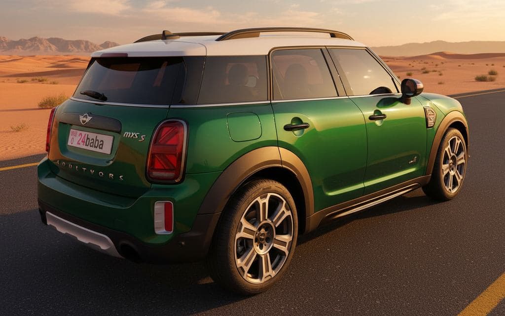 Mini Countryman 2023 Green rear view showing taillights