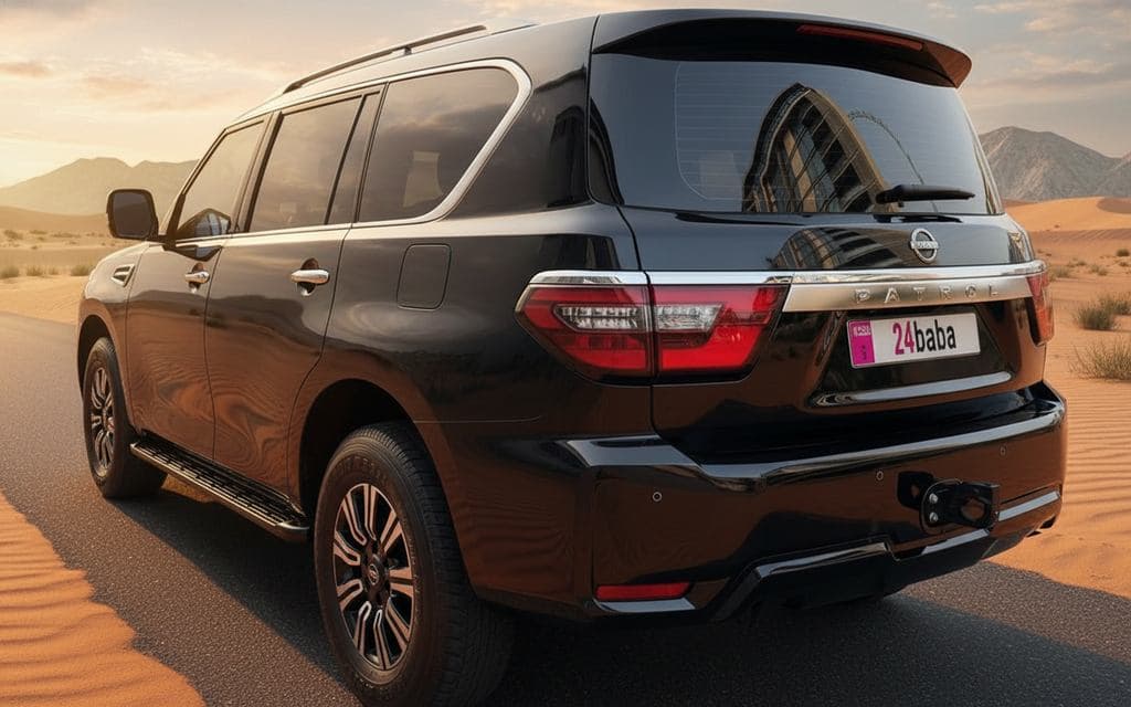 Nissan Patrol 2024 Black rear view showing taillights