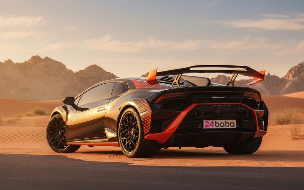 Lamborghini Huracan 2022 Black rear view showing taillights