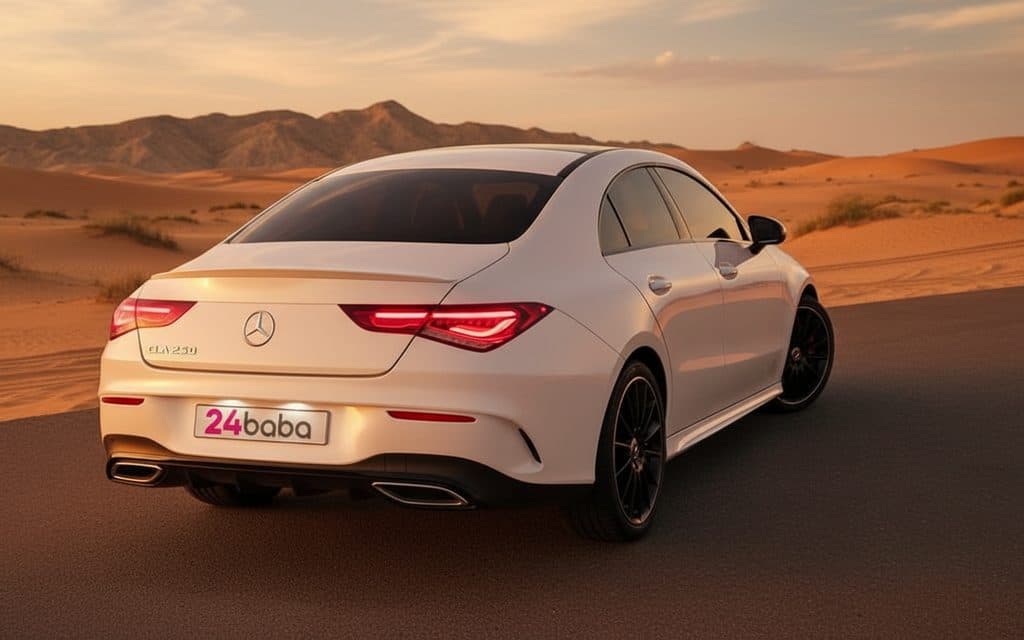 Mercedes Cla250 2021 White rear view showing taillights