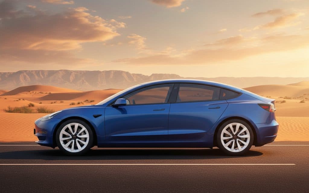 Tesla Model3 2021 Blue side profile