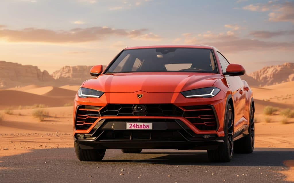 Lamborghini Urus 2022 Orange front view with headlights