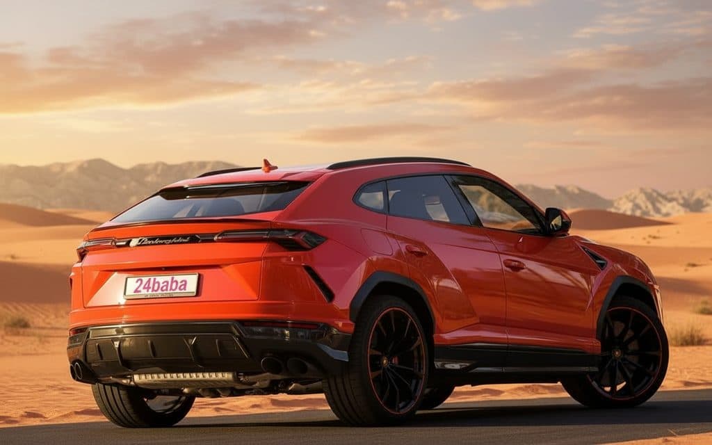 Lamborghini Urus 2022 Orange rear view showing taillights