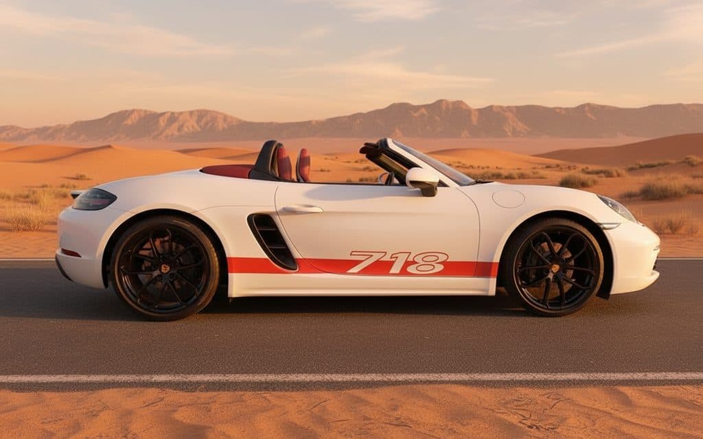 Porsche Boxster 2025 White side profile