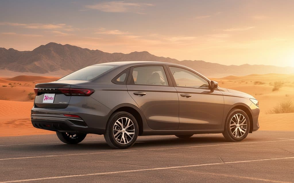 Geely Emgrand 2025 Grey rear view showing taillights
