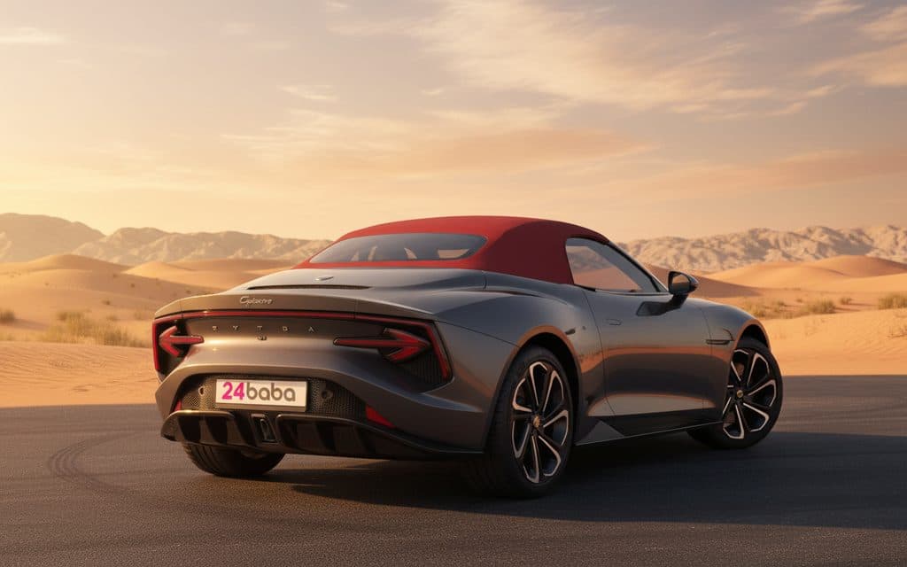 Mg Cyberster 2025 Grey rear view showing taillights