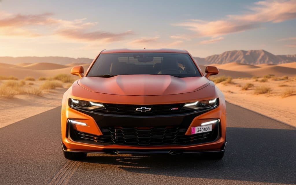 Chevrolet Camaro 2022 Orange front view with headlights