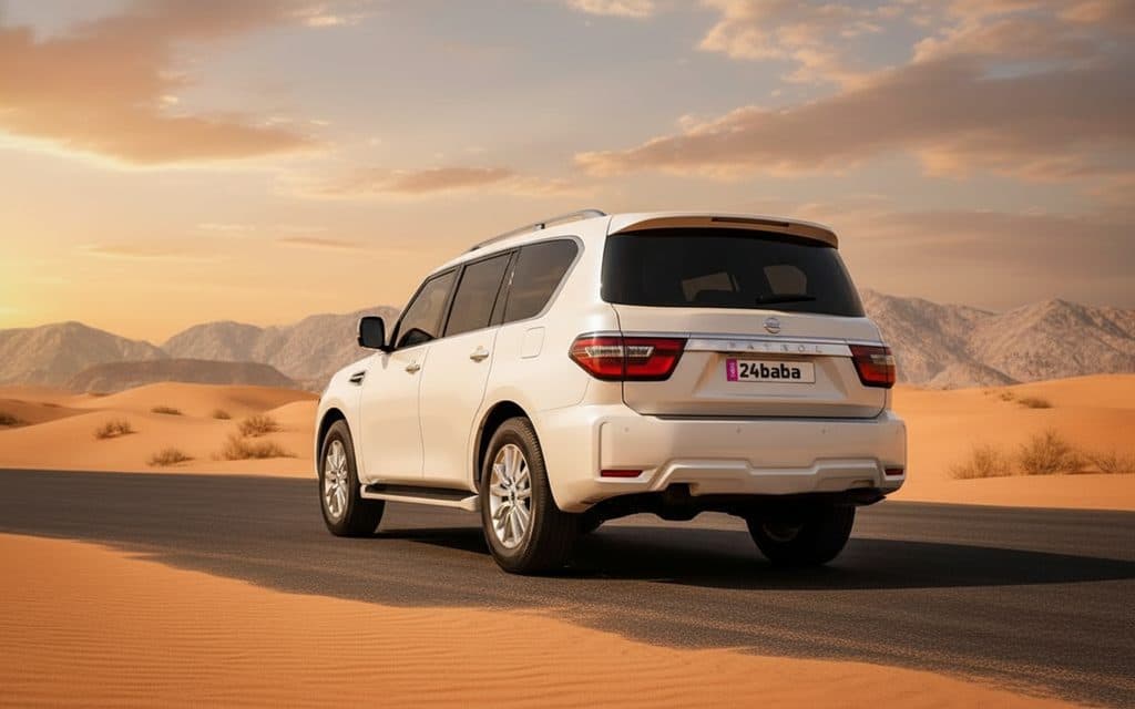 Nissan Armada 2022 White rear view showing taillights