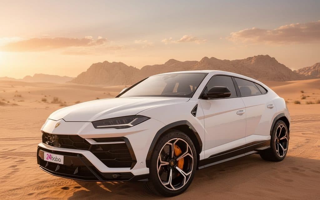 Lamborghini Urus 2022 White front view with headlights