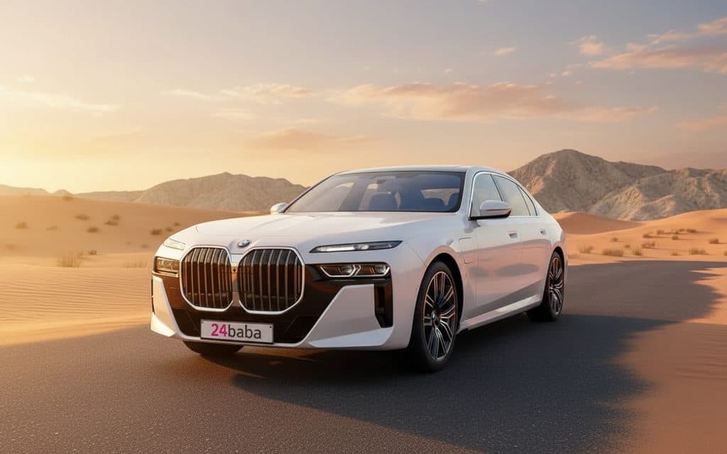 Bmw 735 2023 White rental in Dubai