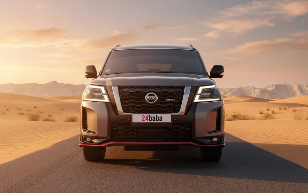 Nissan Patrol 2025 Grey front view with headlights