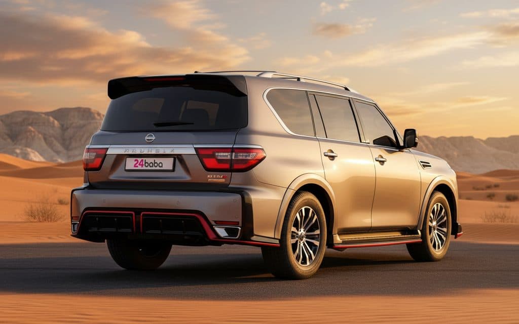 Nissan Patrol 2025 Grey rear view showing taillights