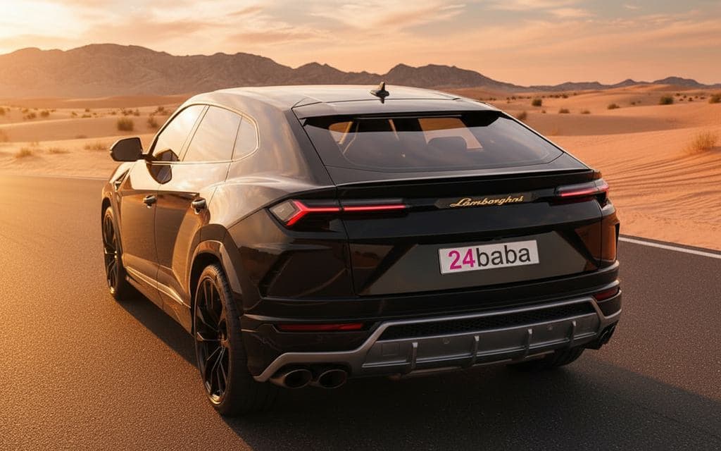 Lamborghini Urus 2022 Black rear view showing taillights