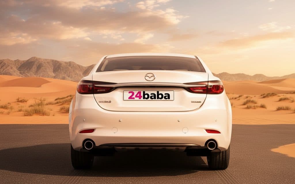 Mazda 6 2022 White rear view showing taillights