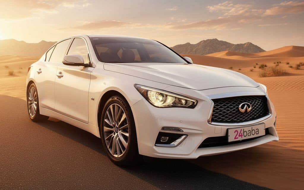 Infiniti Q50 2023 White - rental in Dubai