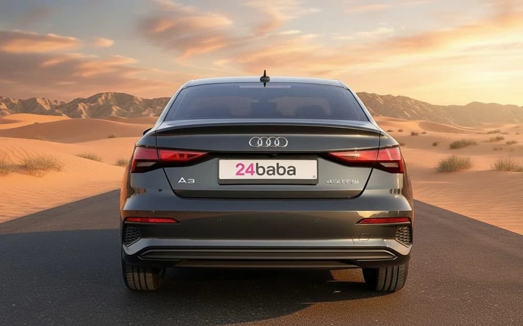 Audi A3 2024 Black rear view showing taillights