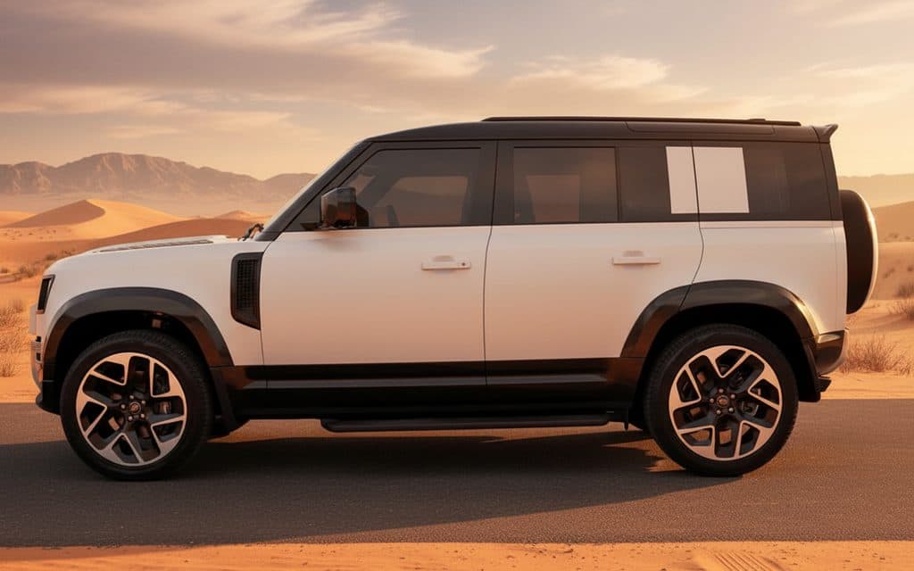 LandRover Defender 2025 White side profile
