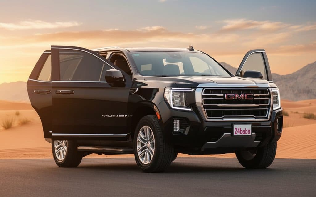 Gmc Yukon 2024 Black front view with headlights