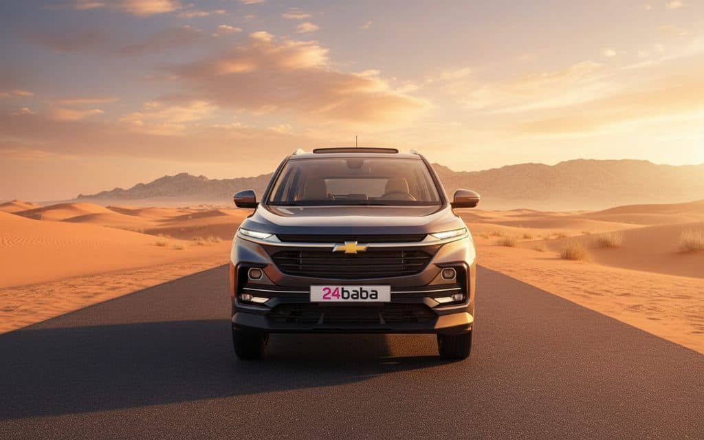 Chevrolet Captiva 2024 Grey front view with headlights – rental in Dubai