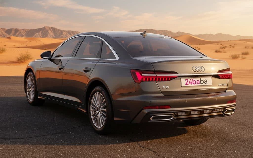 Audi A6 2023 Grey rear view showing taillights