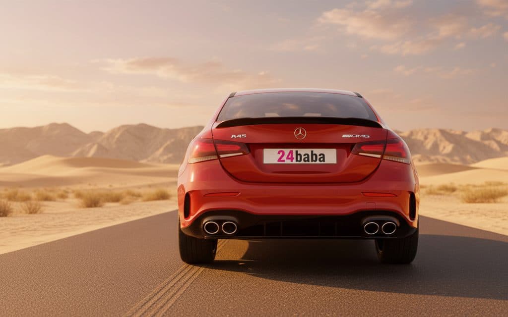 Mercedes A45 2022 Red rear view showing taillights