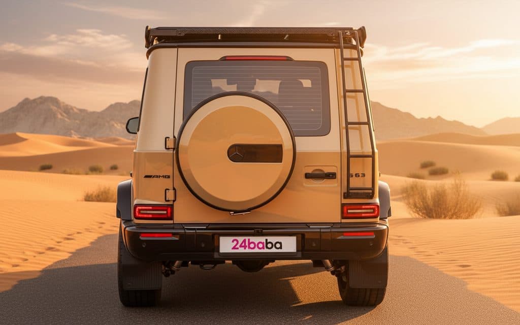 Mercedes G63 2025 Beige rear view showing taillights