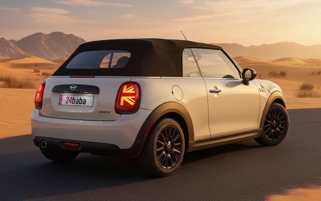 Mini Cooper 2021 White rear view showing taillights