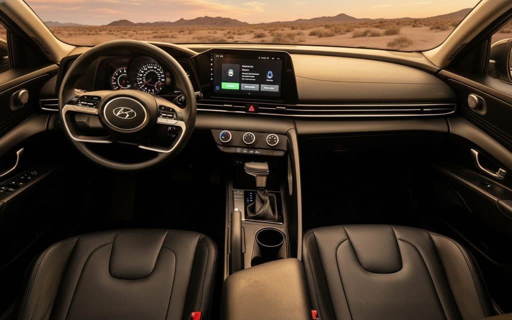 Hyundai Elantra 2022 interior view showing trim