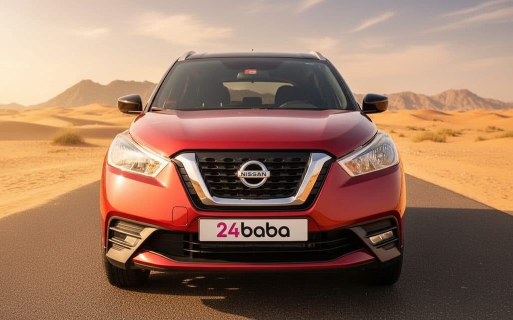 Nissan Kicks 2024 Red front view with headlights