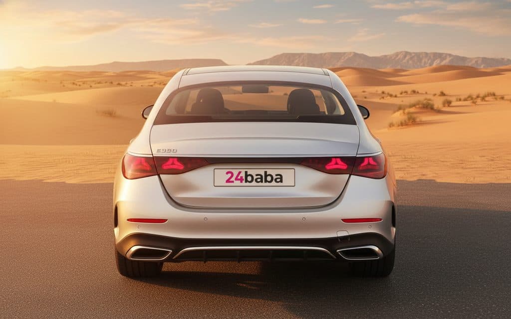 Mercedes E350 2024 Silver rear view showing taillights