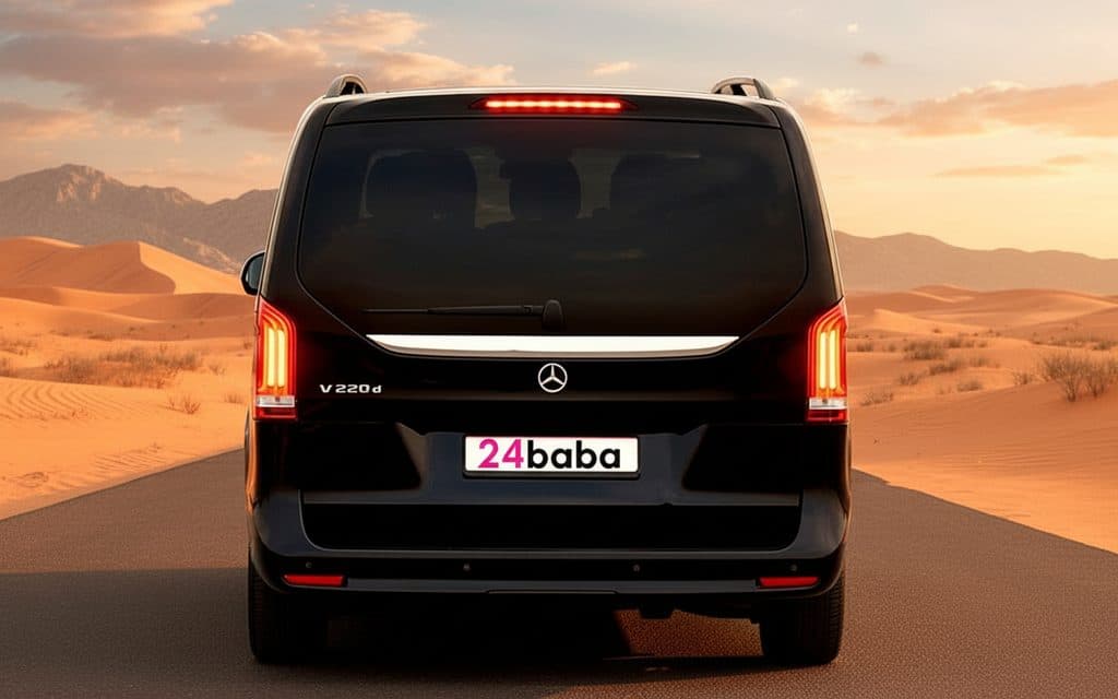 Mercedes V Class 2022 Black rear view showing taillights