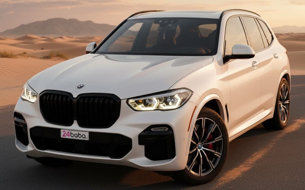 Bmw X5 2023 White front view with headlights