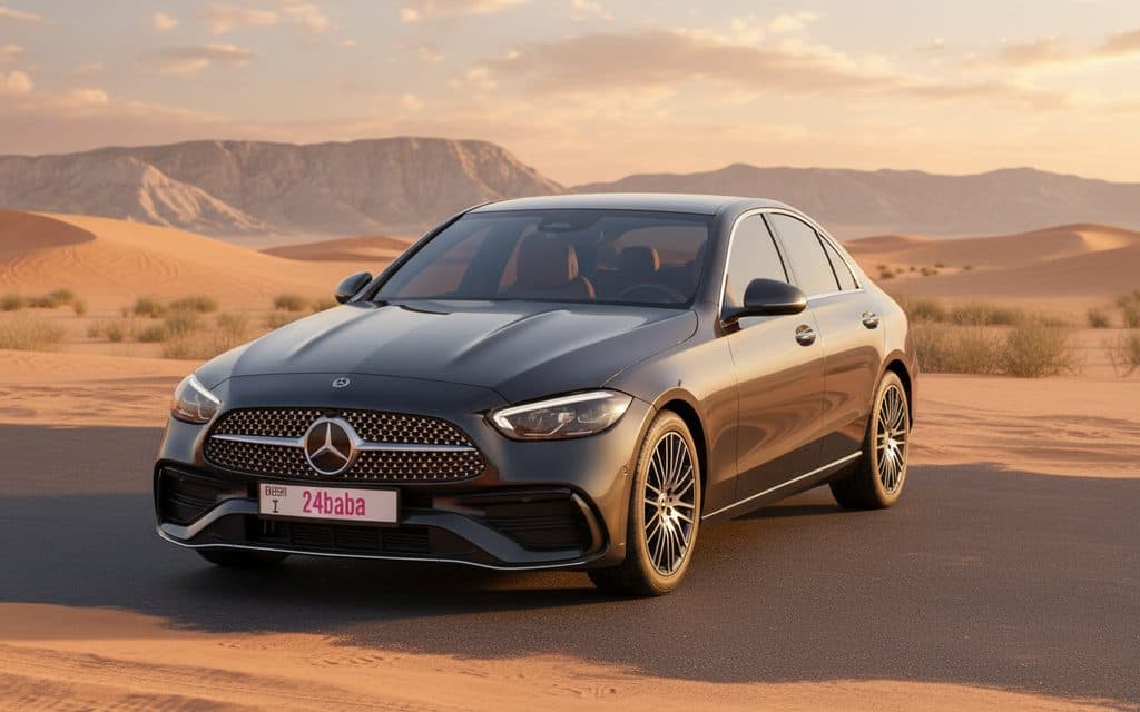 Mercedes C300 2022 Grey rental in Dubai