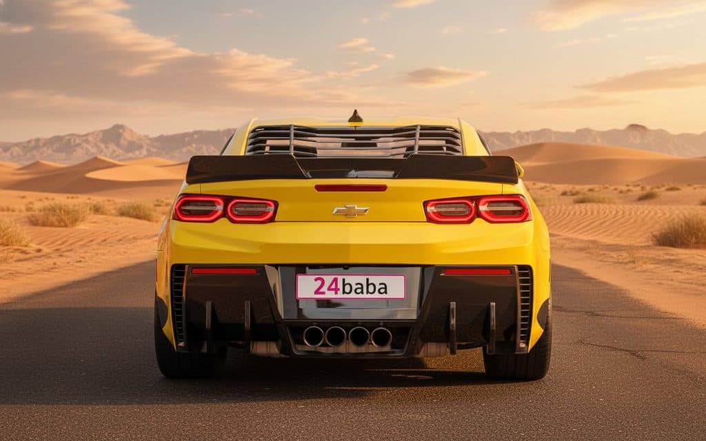 Chevrolet Camaro 2025 Yellow rear view showing taillights