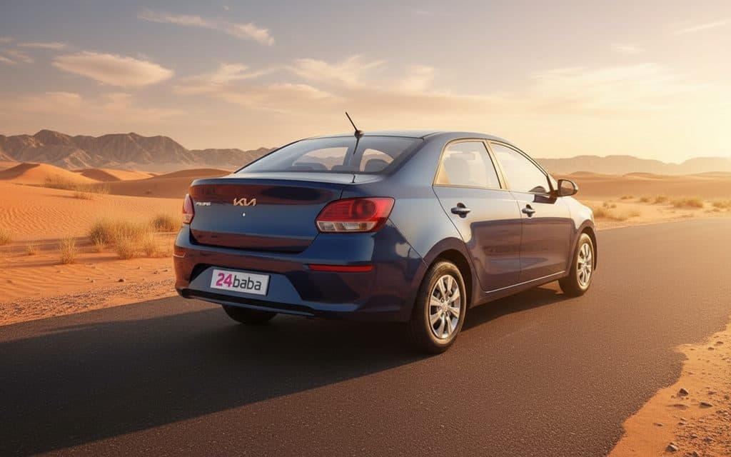 Kia Pegas 2023 Blue rear view showing taillights