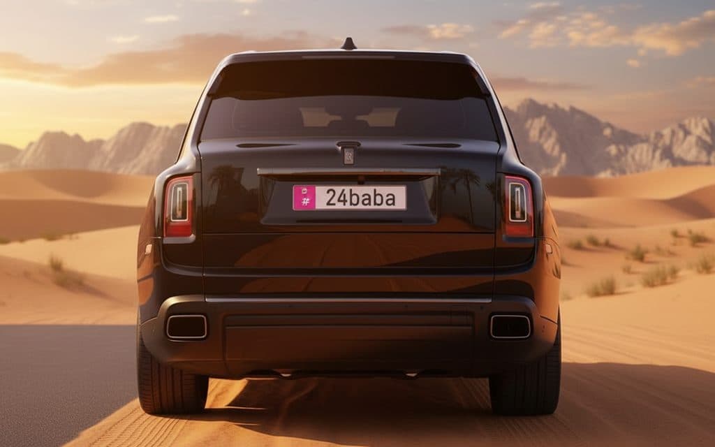 RollsRoyce Cullinan 2024 Black rear view showing taillights – rental in Dubai