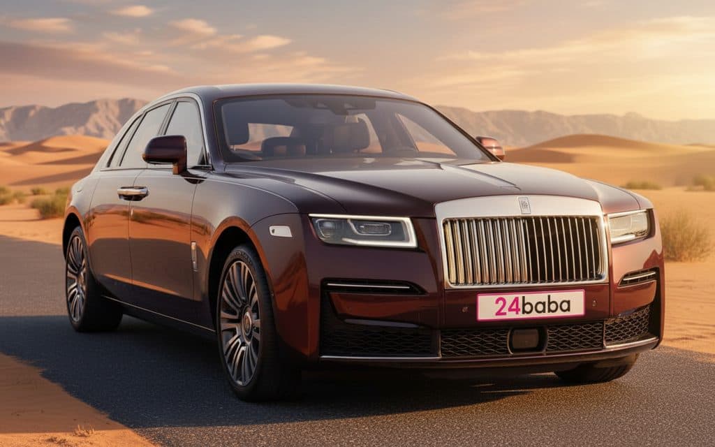 RollsRoyce Ghost 2022 Red front view with headlights