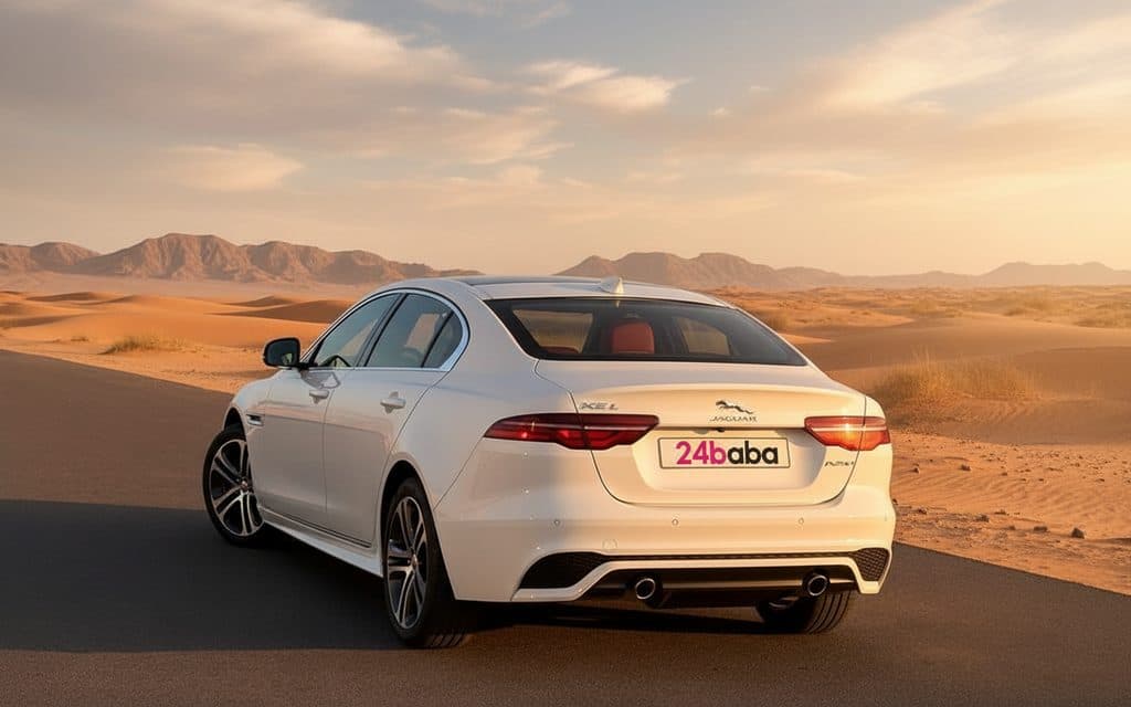 Jaguar Xe 2024 White rear view showing taillights