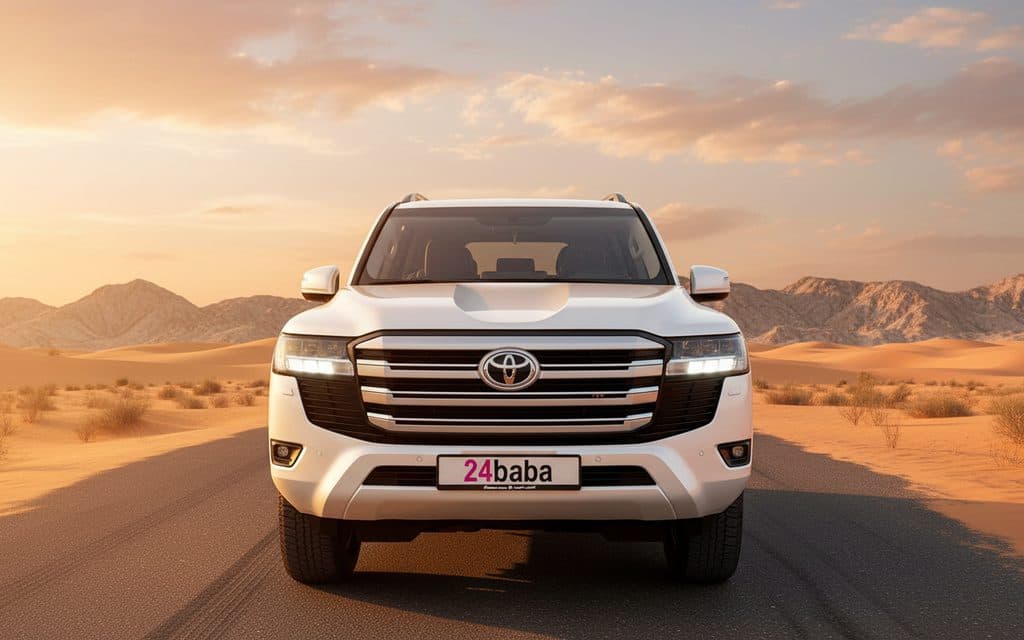 Toyota Land Cruiser 2024 White front view with headlights