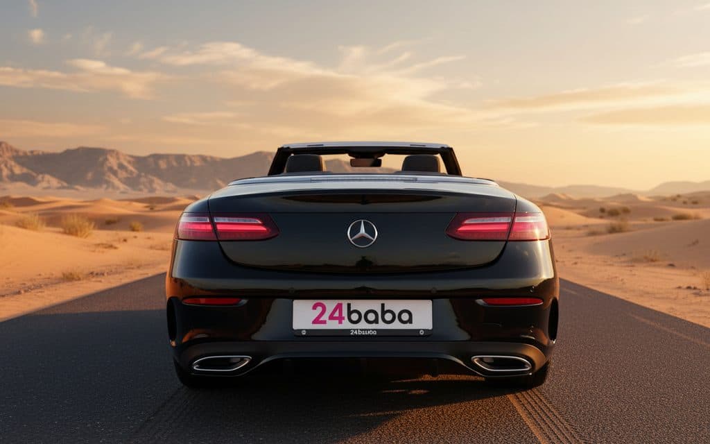 Mercedes E200 2023 Black rear view showing taillights