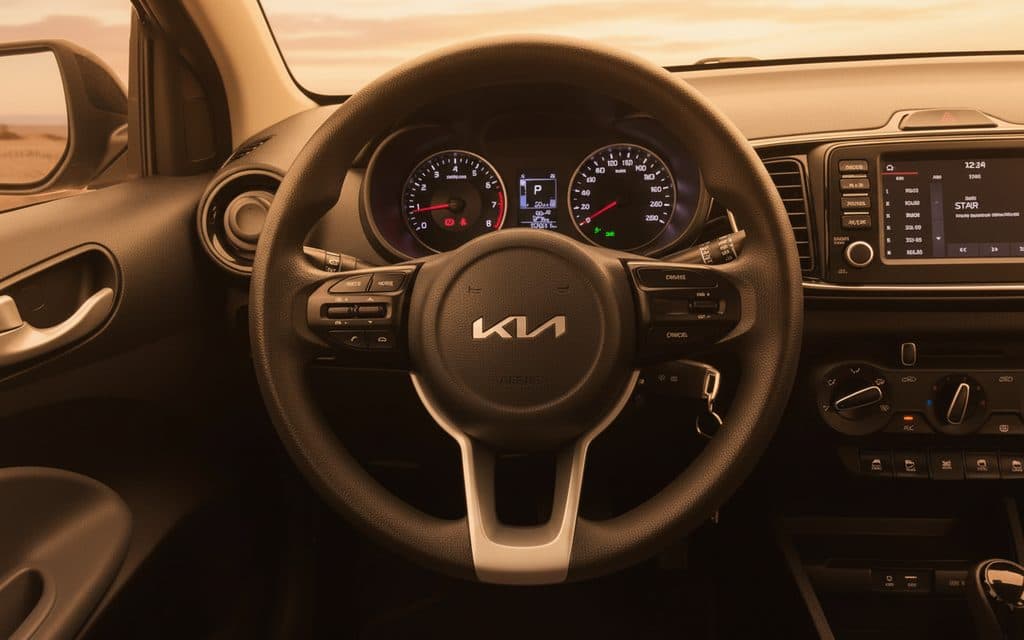Kia Pegas 2022 interior view showing trim