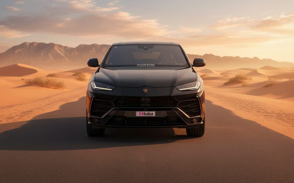 Lamborghini Urus 2022 Black front view with headlights