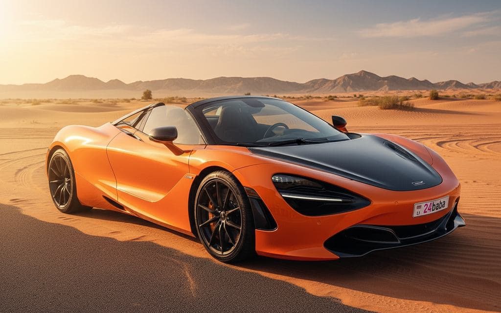 Mclaren 720S 2022 Orange front view with headlights