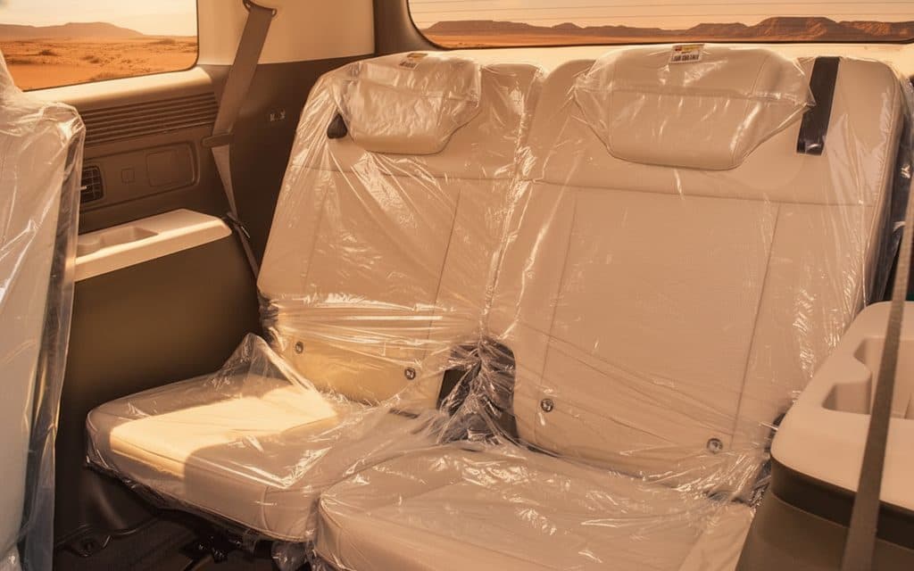 Hyundai SantaFe 2024 leather seats and cabin – rental in Dubai