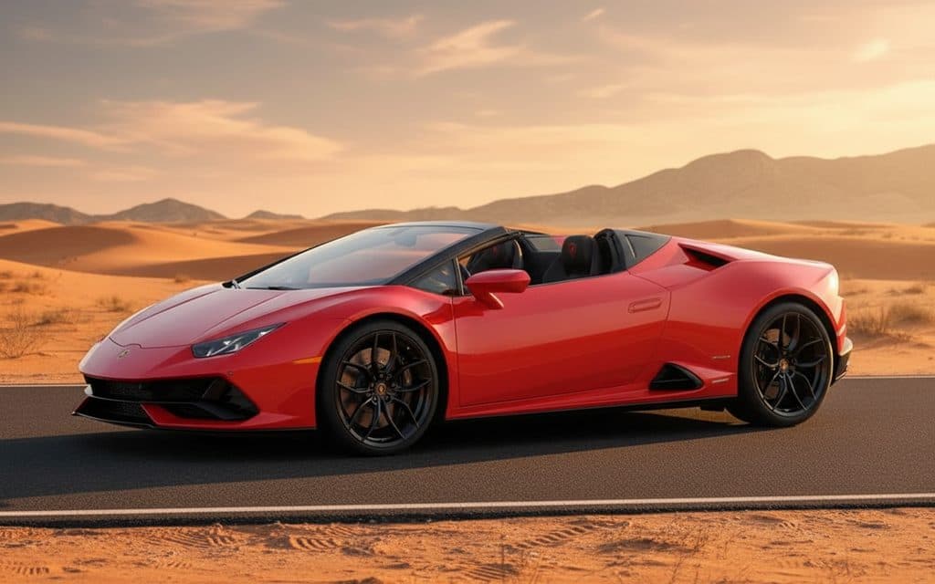 Lamborghini Huracan 2023 Red front view with headlights