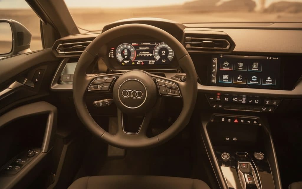 Audi A3 2025 dashboard and infotainment – rental in Dubai