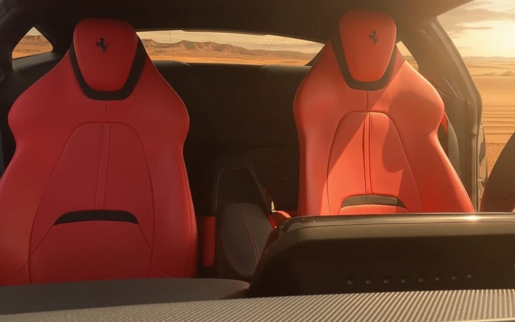 Ferrari Roma 2021 leather seats and cabin – rental in Dubai
