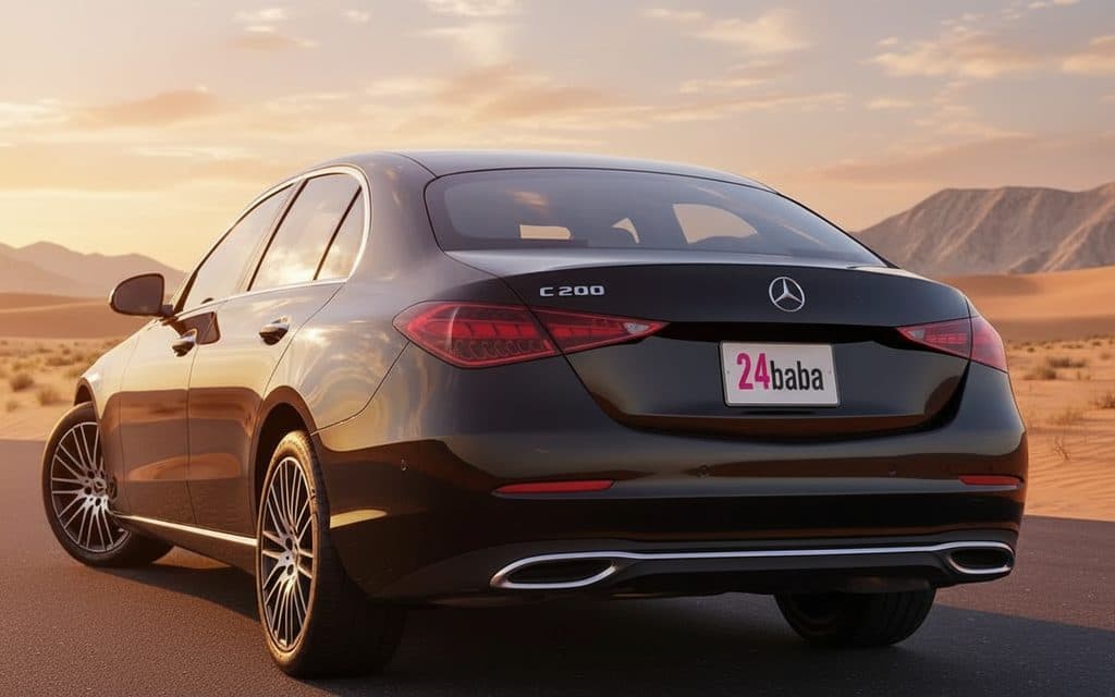 Mercedes C200 2024 Black rear view showing taillights